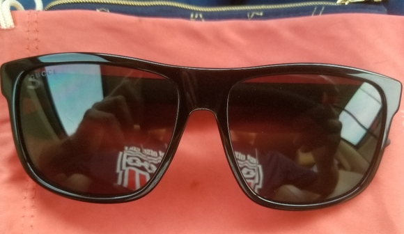 Unisex Gucci sunglasses black w/ fabric Gucci logo - Picture 1 of 7